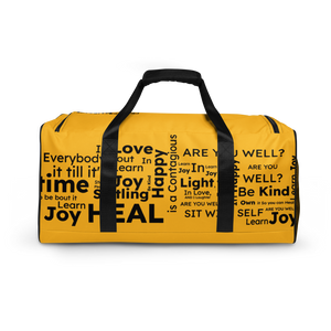 "FEARLESS" yellow with black text Duffle bag - The Fearless Shop