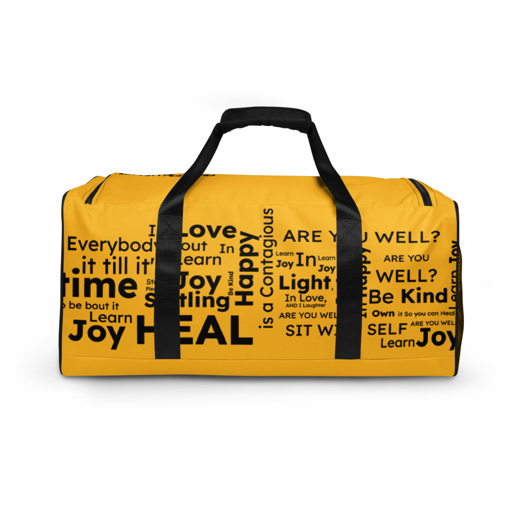 "FEARLESS" yellow with black text Duffle bag - The Fearless Shop