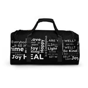 "FEARLESS" Black with white text Duffle bag - The Fearless Shop