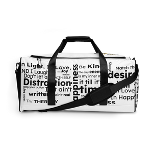 "FEARLESS" white with black text Duffle bag - The Fearless Shop