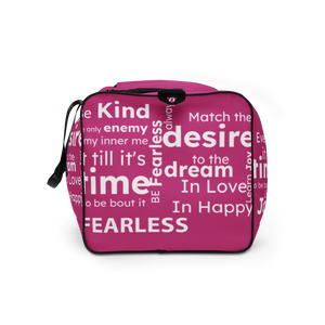 "FEARLESS" pink with white text Duffle bag - The Fearless Shop