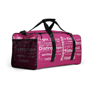"FEARLESS" pink with white text Duffle bag - The Fearless Shop