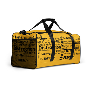 "FEARLESS" yellow with black text Duffle bag - The Fearless Shop