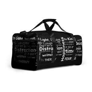 "FEARLESS" Black with white text Duffle bag - The Fearless Shop