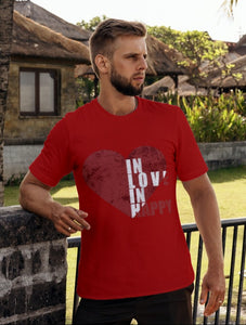 "In Love In Happy"  Short-Sleeve Unisex men's T-Shirt - The Fearless Shop