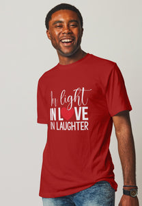 "IN LIGHT, IN LOVE, AND IN LAUHTER" Short-Sleeve Unisex men's T-Shirt - The Fearless Shop