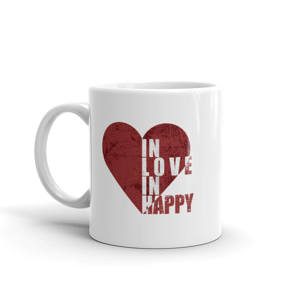 "In Love In Happy " White glossy mug - The Fearless Shop