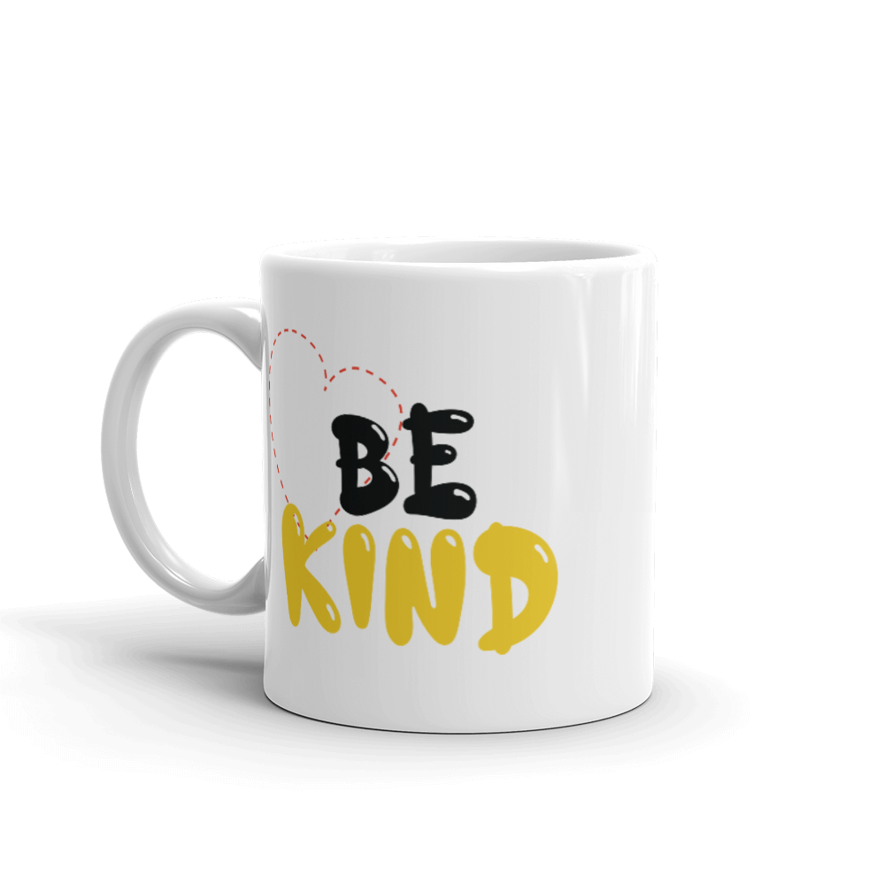 "Be Kind" White glossy mug - The Fearless Shop