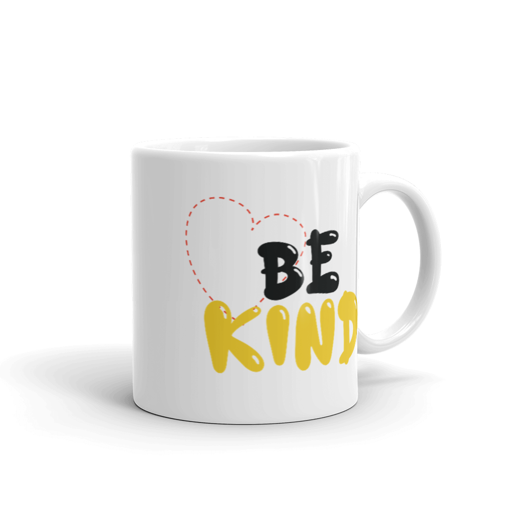 "Be Kind" White glossy mug - The Fearless Shop